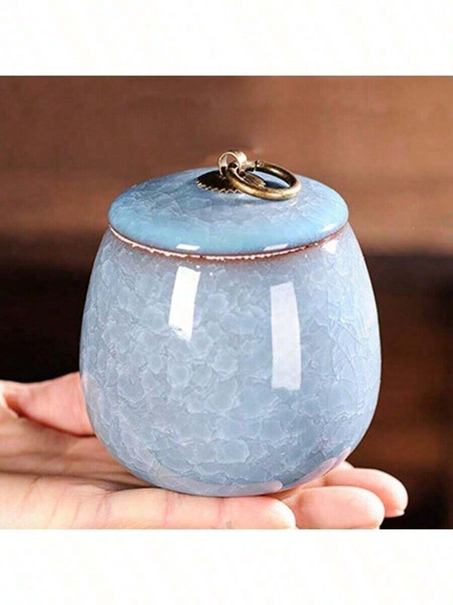 New Pet Cremation Urn Box, Crackle Glaze Ceramic Sealed Jar For Dog/Cat Ashes, Teeth, Hair Memorial Collection - 彩色 - 查看 1