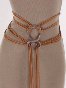 1 pièce Ceinture à nœud de corde grande taille pour femmes, chaîne de taille sorcière nordique, sangle de corps croisée de troll, accessoire de chaman viking, déguisement de pirate, elfe archer, foire, Halloween - A - Voir 7