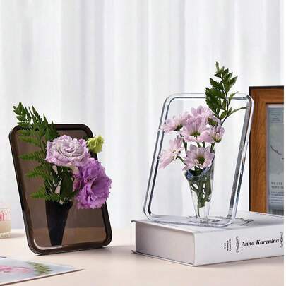 European Style Vase, Modern, Creative, Minimalist, Ideal Gift For Friends And Family. Suitable For Fresh Flower Bouquets, Artificial Plants, Or Flower Arrangements. Exquisite Home Decor Item, Suitable For Various Occasions. Creative Minimalist Design, Full Of Artistic Atmosphere. Room Decor Vase, Glass Vase