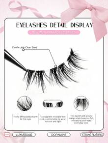 Asiteo 5 对漫画仙女风格假睫毛自然柔软动漫睫毛透明茎自然妆容初学者友好日常使用 - 黑色 - 查看 3