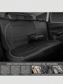 9件/4套通用反光滚边真皮汽车座椅套，兼容安全气囊，拉链开口设计，适用于SUV、厢式货车、卡车