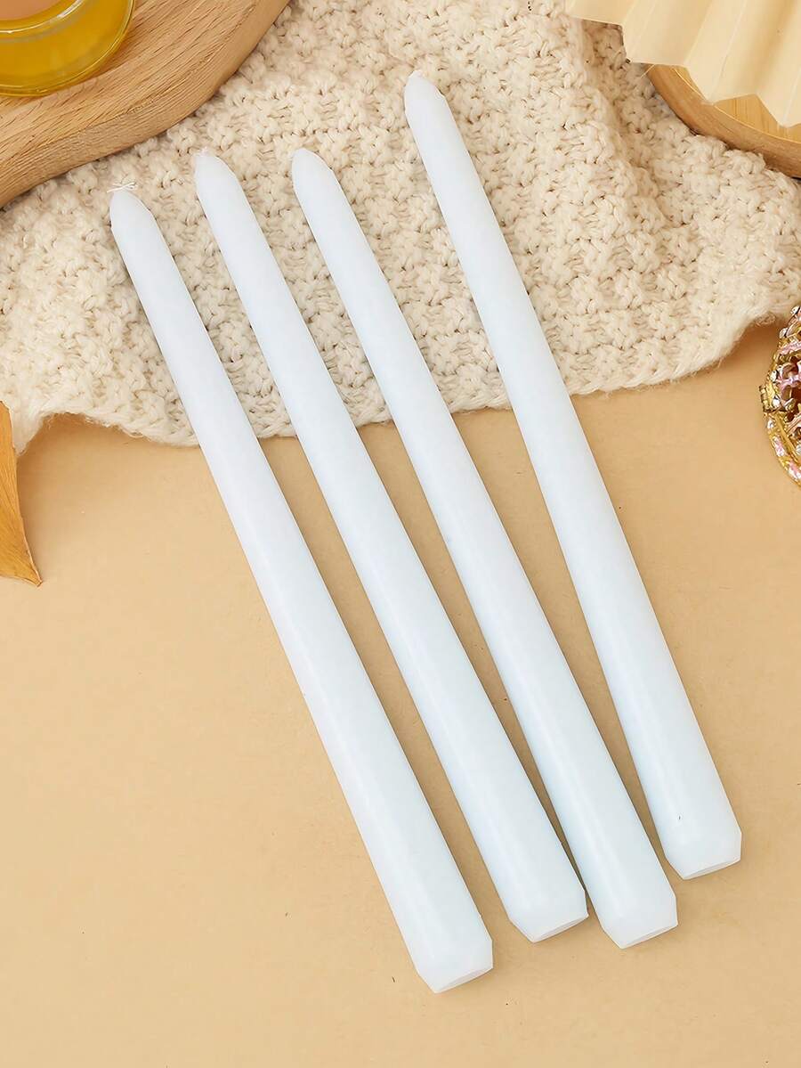 12pcs/4pcs Household Emergency Red And White Candles Classic Romantic Wedding Candlelight Dinner Smokeless Long Stem Candlestick Candle