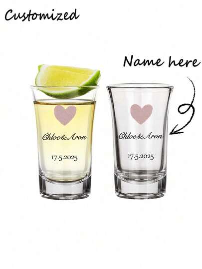 1/5/10pcs Personalized Newlywed Mini Wine Glasses, Customized Bride & Groom Wedding Favor, Wedding Party Gift, Valentine's Day Gift