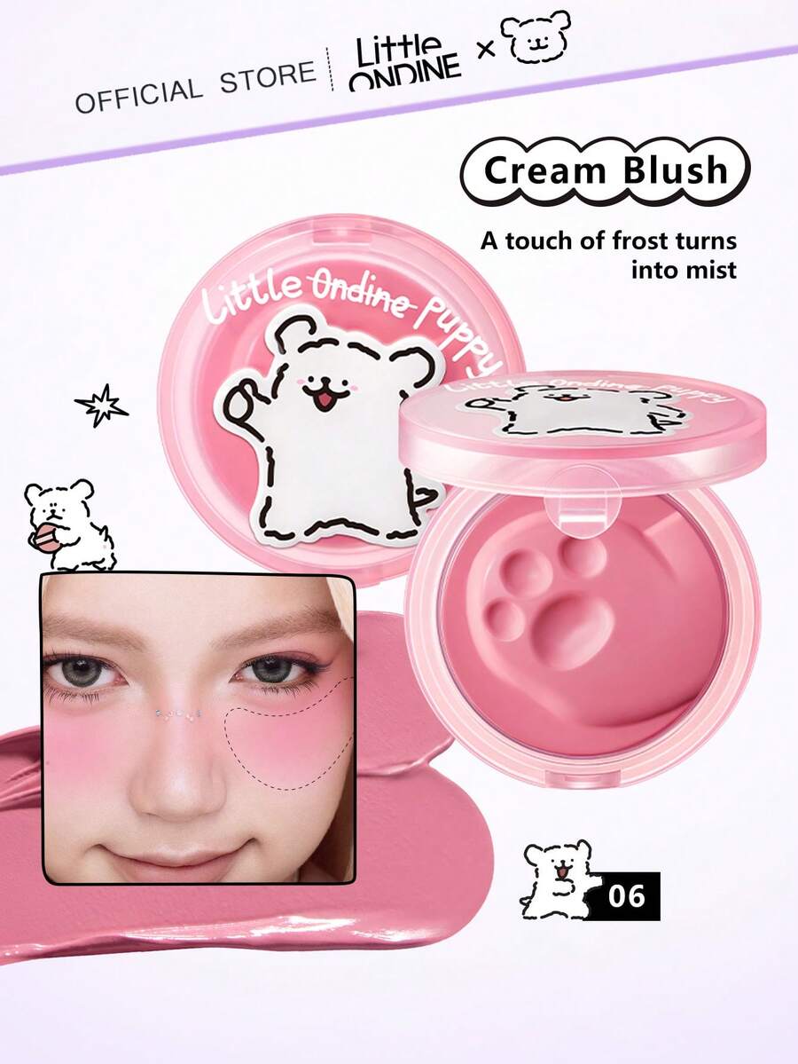 Little Ondine 06 Cream Blush, Natural Dewy Makeup Effect, Easy To Blend, Non-Cakey, Hydrating & Plump Texture, Long-Lasting, Multi-Purpose: Can Be Used On Cheeks, Lips, Eyes, Collaboration Edition, Exquisite Packaging, Perfect Gift Choice