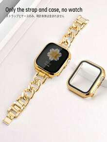 1pc Gold Hollow Chain Bracelet Wristband Metal Band & Gold Protective Case With Screen Protector For Apple Watch Ultra 3/2/1, SE, S10-S1, 38mm/40mm/41mm/42mm/44mm/45mm/46mm/49mm, Suitable For Men And Women, Elegant Gift