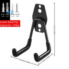 Heavy Duty Steel Garage Hooks - Wall Mount Organizer For Power Tools, Ladders, Bikes & More - Easy Installation, Contemporary Style Storage Solution - Black, Versatile Hanging Hooks | Wallmounted Hooks | Easyinstall Hardware, Hooks For Hanging Stuff,Double Layer Wall Mount Utility Organizer For Mop, Broom, Power Tools, Ladders, Bicycles - Painted Steel Tool Hanger With Heavy Duty Capacity