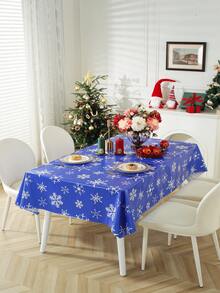 Obrus z tworzywa sztucznego PVC, ozdobiony płatkami śniegu, bałwanami i wzorami Świętego Mikołaja na Boże Narodzenie, odpowiedni do dekoracji blatu kuchennego w okresie Bożego Narodzenia, w 100% wodoodporny, odporny na olej i łatwy do czyszczenia