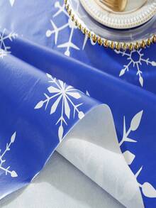 Obrus z tworzywa sztucznego PVC, ozdobiony płatkami śniegu, bałwanami i wzorami Świętego Mikołaja na Boże Narodzenie, odpowiedni do dekoracji blatu kuchennego w okresie Bożego Narodzenia, w 100% wodoodporny, odporny na olej i łatwy do czyszczenia