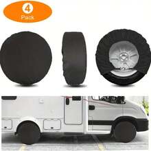 4pcs Tire Covers - Wheel Protectors For Trucks, SUVs, Trailers, Cars, Campers, RVs, Universal Fit For 24-32 Inch Tires, Black Wheel & Tire Covers, UV/Dust/Rain/Snow Resistant