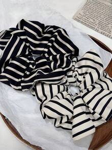 2/1 szt. Duża, retro satynowa gumka do włosów w paski, ekskluzywna gumka do włosów z gumką do kucyka, uniwersalny dodatek do włosów, poliester, casual, gumki do włosów