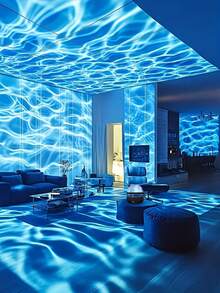 USB Powered Dynamic Water Wave Projector Lamp With Remote Control - Vibrant RGB LED Night Projection For Home Decor, Room Decoration, Halloween, Entertainment & Romantic Ambiance, & Durable ABS Plastic Body With Water Wave Lighting Effect