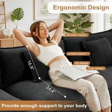 Oversized Accent Chairs With Ottoman Luxury Chenille Single Sofa Couch Upholstered Deep Seat Chaise Lounge With Pillows For Living Room Bedroom Apartment Black