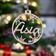 1pc Personalized Christmas Decoration, Customized Christmas Tree Ornament, Wooden Christmas Decor, Customized Children's Name, Back To School - Multicolor - View 2