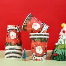 10/20/40/60 件，红色圣诞一次性 9 盎司纸杯，圣诞杯饮具节日圣诞派对用品，用于咖啡、圣诞派对的冷热饮品，圣诞节庆祝活动充满欢乐气氛，节日派对的节日饮水杯，用于咖啡果汁啤酒等纸质饮料 - 彩色 - 查看 2