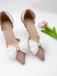 2pcs Detachable Chiffon Bow Shoe Clips, Decorative Accessories For High Heels, Sandals