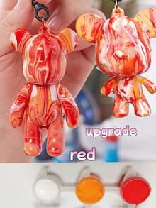 10 pezzi Set di pittura fai-da-te con orsetti fluidi, decorazione graffiti dipinta a mano, comprende colori, cucchiai, orsetti di plastica, pennelli, forniture creative per artigianato, set di pittura per il ritorno a scuola, laurea, eventi di festa, regali significativi per le vacanze, adatto anche per riempire le calze di Natale (disponibili orsetti con testa grande e testa piccola, colori casuali)