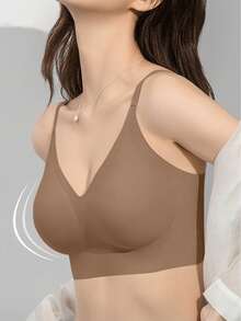 1/2/3/4/5Pcs Women's Push-Up Bra - High Support Wireless Comfort Fit With Removable Pads, Seamless Invisible Design & Adjustable Back Strap, Solid Color For Everyday & Special Occasions, Strapless Push Up Bra, Occasion Lingerie, Sleek Lingerie, Comfortable Fit, Flexible Material - 咖啡棕 - 查看 6