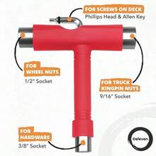 1pc Compact All-In-One Skateboard Tool - T Handle With Allen Wrench & Screwdriver For Skateboards, Longboards, Quads, And Wheels - Lightweight, Portable, And Colorful Tips (Pink, Yellow, Green, Orange)