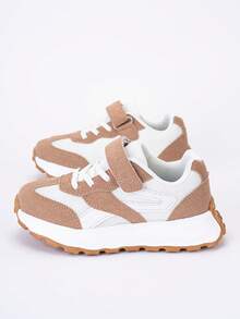 1 Pair Boys' Shoes, 2026 Spring & Autumn New Children's Sports Shoes, Leather Upper Breathable Chunky Sneakers, Toddler & Big Kid Sneakers