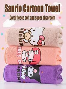 1pc/3pcs Cute Sanrio Character Heat Transfer Print Towel, Absorbent & Quick Dry, Suitable For Face, Hand Washing, Boys & Girls, Ideal For Bathroom, School, Kitchen, Holiday Gifts, Travel Outdoor, Best Gift For Kids, Towel Size: 34*75cm