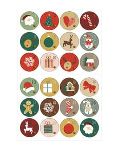 4pcs Red Number Stickers, Christmas Countdown Office & School Supplies Party Gift Seal Sticker - Red - View 22