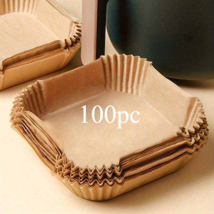 100 Pieces Of Heavy-Duty Non-Stick Baking Paper, Suitable For Ovens And Air Fryers, Cookies, Pizza, Pastries - Easy To Clean, Even Heat Distribution, Kitchen Baking Mat, Suitable For Ovens, Air Fryers, Convection Ovens, Cooking Accessories, Disposable Material, Edible Grill Mat, Cooking Preparation Tool