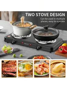 SOKANY SOKANY Electric Stove, Electromagnetic Stove Table, Portable Cooking Electric Heating Plate, Dual Stove Design, 2000W High Power, 5-Speed Temperature Control, Stainless Steel Surface, Heating Indicator Light, Built-In Temperature Control, Overheating Protection.Suitable For All Cookware, Very Suitable For RV/Family/Camping/Apartment/Laboratory