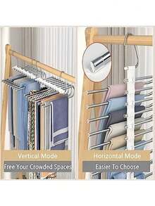 1pc Pants Hangers Space Saving,Non Slip Stainless Steel Multifunctional Pants Rack, Multifunctional Pant Rack Stainless Steel Closet Organizer,Pants Jeans Trousers Scarf Hanger,Magic Slacks Jeans Trouser Hanger, Multi-Purpose Premium Metal Closet Organizer For Leggings. Holiday. Can Be Hung And Stored - White - View 5