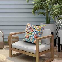 Outdoor/Indoor Throw Pillows, 18x18 Square Pillows With Inserts Bed, Couch, Sofa & Patio Furniture (Set Of 2, Monstera Blue), Decorative Pillows - 佩斯利花紋 - 查看 7