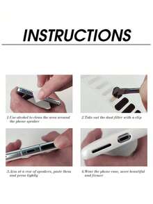 8件套：手机充电口清洁刷、耳机清洁刷、手机缝隙除尘刷、手机防尘网、防尘塞，兼容苹果手机 - 黑與白 - 查看 7