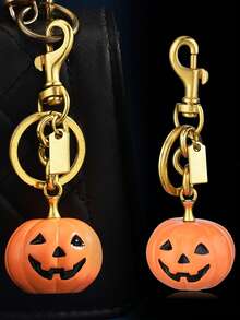 1 قلادة مفتاح بشكل قرع وجمجمة للهالوين، إكسسوارات السيارة والحقيبة والهدايا للأصدقاء والمعلمين في عيد الميلاد والهالوين، حامل بطاقة الهوية وإكسسوارات الحقيبة