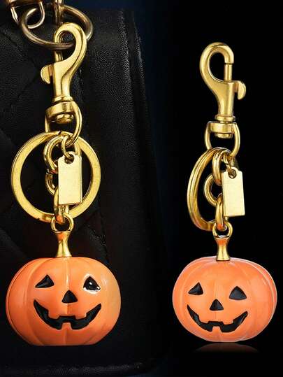 1 قلادة مفتاح بشكل قرع وجمجمة للهالوين، إكسسوارات السيارة والحقيبة والهدايا للأصدقاء والمعلمين في عيد الميلاد والهالوين، حامل بطاقة الهوية وإكسسوارات الحقيبة