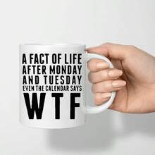 Popular Choice "The Truth About Life After Monday & Tuesday" Thermal Ceramic Coffee Mug - Hand Wash Only, Humorous Quote, White Background Black Text, Coating - Ideal Gift For Men & Women, Essential For Kitchen, Dining, Coffee Shop