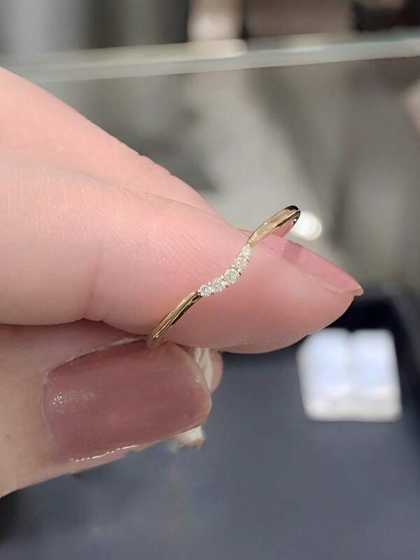 BALMORA 1 pezzo Anello in argento sterling S925 semplice e alla moda, di stile retrò, con zirconia a forma di V, gioiello estremamente raffinato per donne e ragazze, adatto per uso quotidiano, regalo di compleanno