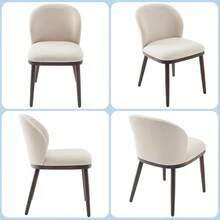 Lot de 2 chaises de salle à manger, chaises de cuisine modernes rembourrées avec ergonomique, capacité de charge de 136 kg, chaises de salle à manger avec pieds en bois pour cuisine, salle à manger, restaurant. 2 chaises de salle à manger, beiges, sans accoudoirs, rembourrées, en polyester, avec pieds en bois, pour le salon, la cuisine et le bureau. - Beige - Voir 5