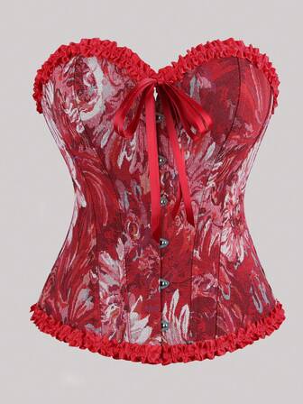 Women's Vintage Corset Top With Lace Border Fashion Bustier Christmas Party Halloween Clothes Women Tops For New Year 2026 New Arrival