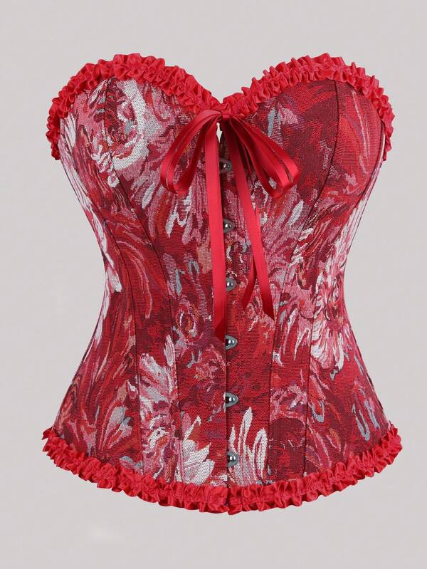 Gorset damski w stylu vintage z koronkową lamówką, modny gorset, świąteczne ubrania na Halloween, damskie topy na Nowy Rok 2026, nowość