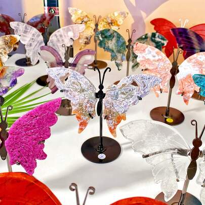 1PC High Quality Butterfly Wing Decoration,Natural Crystal Carving,Gemstone Jewelry,Glitter, Healing Crystal, Birthday Gift,Women Gift, Girlfriend Gift,Halloween Gift, Christmas Gift,Home Decoration,Party Decoration,Scene Decoration,Desktop Decoration,Crystal Ornaments,Table Decoration.