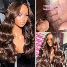 40 Inch 200% Density Wear And Go Glueless Wigs Human Hair Pre Plucked Pre Cut Brown 13x4 HD Lace Wigs Body Wave Lace Front Wigs Human Hair For Women 200% Density - màu nâu - Xem 9