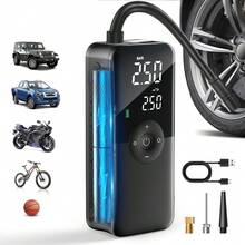 Carsun Tire Lnflator Portable Air Compressor Tire Air Pump,Wireless Digital Display Model, 150 PSI, Dual 2600mAh Large-Capacity Batteries, 3 Times Faster Inflation Speed, With Deflation Function, Tire Pressure Display, And 3 Adjustable LED Modes.