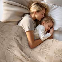 Knit Throw Blanket,Classical Checkered Blanket For Couch,Cozy Warm Knitted Throw Blanket For Bed Sofa Living Room, Decorative Stretched Throw, Lightweigh,50"X 60"Oatmeal - Cream White - View 10