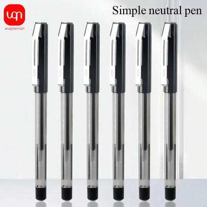 WUQIANNIAN 3/6 Stücke schwarze mattierte Büro-Gelschreiber 0,38 mm schwarze Tinte, geeignet für tägliches Schreiben, Unterschreiben, Büroarbeiten, Schulsaison