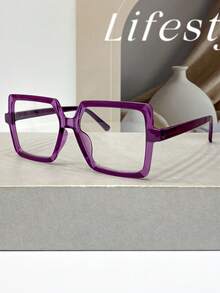 Nouvelles lunettes de mode unisexes à grand cadre vintage rayé carré, lunettes artistiques minimalistes de haute qualité pour un usage quotidien et polyvalent - Multicolore - Voir 8