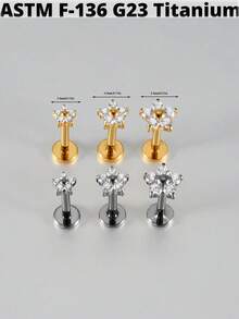 1PC Titanium Flower Zirconia Lip Piercing Internal Thread Cz Small/Large Flower Labret Tragus Ear Cartilage Flat Piercing Nose Piercing Jewelry
