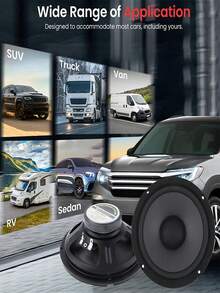 汽车音响喇叭4/5/6英寸600W两分频全频汽车音响扬声器重中低音超薄改装喇叭 - 黑色 - 查看 2