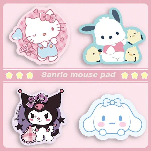 Sanrio 1pc Sanrio Cute Mouse Pad, Small Asymmetrical Shaped Cartoon Mouse Mat, Leather Desk Pad, Minimalist Design For Women