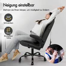 ALFORDSON Massage Office Chair, Computer Chair, Faux Leather Desk Chair, 150 Kg Load Capacity, 90-135° Backrest, Height-Adjustable Ergonomic PC Chair, Black - Dark Gray - View 5