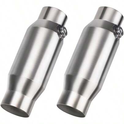 Convertidor catalítico universal de 2.5 pulgadas entrada y salida de 2.5 pulgadas de alto flujo frontal Cat Converter de ajuste directo con puerto O2 y escudo térmico compatible con EPA 2 unidades