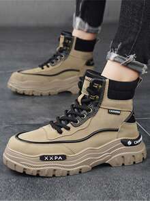 2025 New Men's Hiking Boots, Thick Sole, Anti-Slip, Durable, High-Top, Round Toe, Lace-Up, Soft & Comfortable PU Leather, Waterproof, Oil-Resistant, Fashion Versatile Casual Boots For Outdoor, Hiking, Climbing, Adventure, Comfortable Men's Leather Ankle Boots, Retro Style