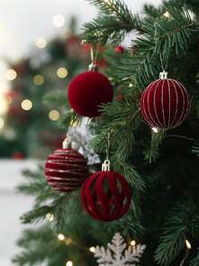 12 quả bóng trang trí Giáng sinh bằng nhung lấp lánh, đồ trang trí cây thông Noel bằng nhung, đồ trang trí bóng Giáng sinh chống vỡ, bộ bóng Giáng sinh màu đỏ tía dùng cho trang trí tiệc cưới Giáng sinh ngày lễ, đồ trang trí treo Giáng sinh, đồ trang trí Giáng sinh cho gia đình, năm mới, quà tặng Giáng sinh - Đỏ - Xem 3
